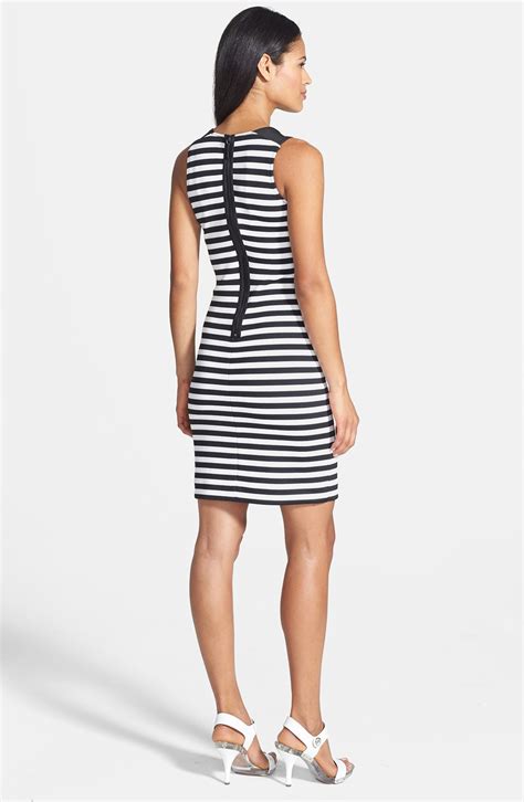 michael kors black and white striped dress|michael kors perette knit dress.